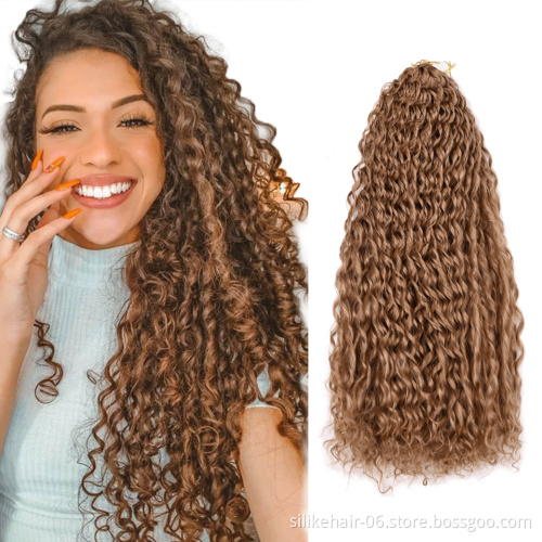 Hot Selling Cheap 24Inch Ombre Red Brown Long Wavy Water Deep Wave Braids Kinky Curly Crochet Braiding Synthetic Hair Extensions